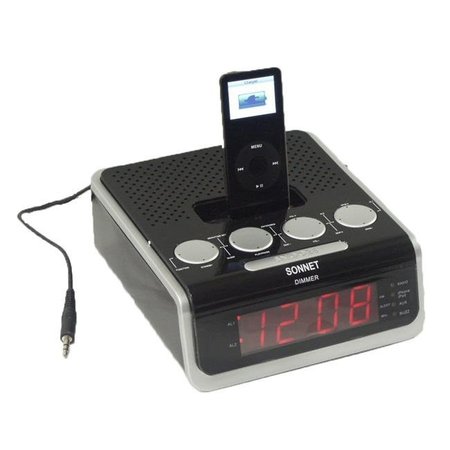 0.9 in. 30 Pin iPhone & iPod Docking Station Clock Radio With LED Display - SONNET INDUSTRIES R-1530